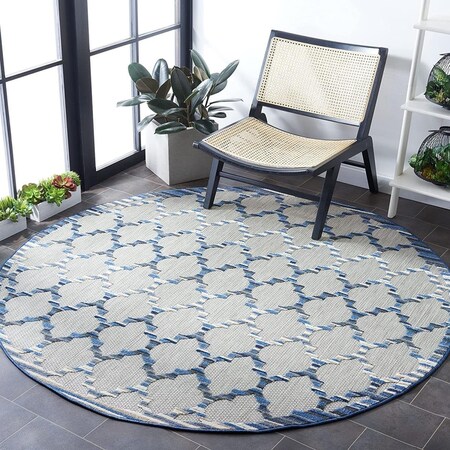 Safavieh 6 ft. 7 in. x 6 ft. 7 in. Cabana Round Rug; Grey & Blue CBN333G-7R